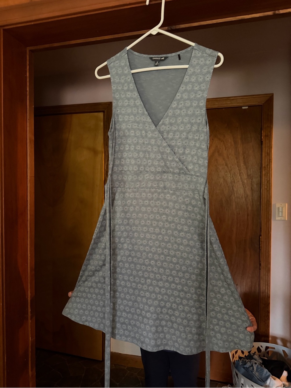 Toad&Co Light Blue Floral Sleeveless Wrap Mini Dress